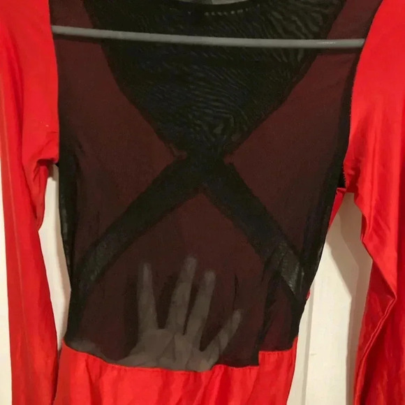 J Women’s Mini Sheer Cut-out Dress Black, Red Size Medium - Picture 3 of 9